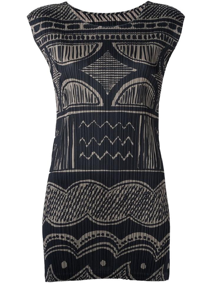 Pleats Please By Issey Miyake Printed Pleated Tank, Women's, Size: V, Black, Polyester