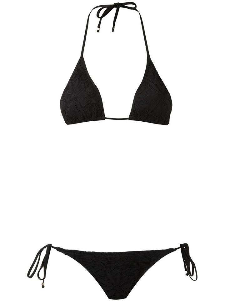 Amir Slama - Triangle Bikini Set - Women - Elastodiene - M, Black, Elastodiene