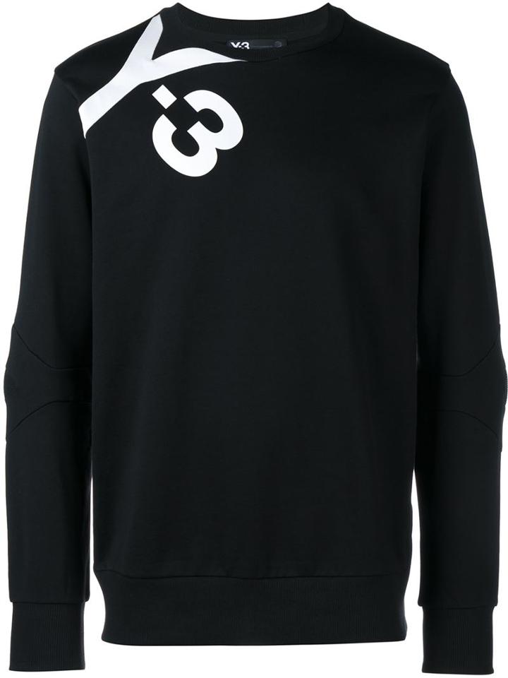 Y-3 Logo Print Sweatshirt, Men's, Size: Xl, Black, Cotton