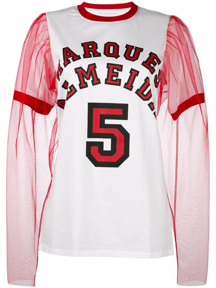 Marques'almeida - Sheer Sleeves T-shirt - Women - Cotton/polyamide - L, White, Cotton/polyamide