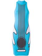 Jeremy Scott Guitar Print Dress, Women's, Size: 42, Blue, Polyamide/rayon