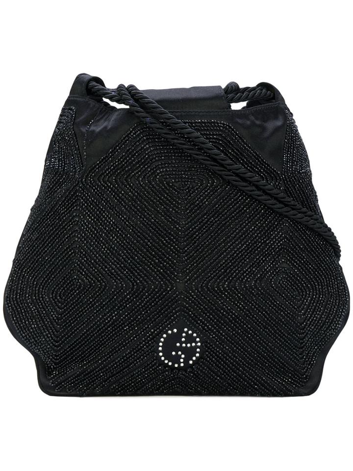 Giorgio Armani Vintage Bead Embellished Shoulder Bag - Black