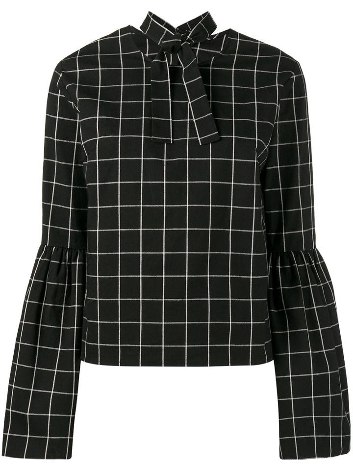 Rejina Pyo - Check Print Marta Blouse With Bell Sleeves - Women - Cotton - 10, Black, Cotton