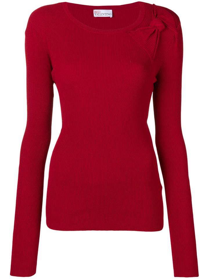 Red Valentino Bow Detail Ribbed Sweater