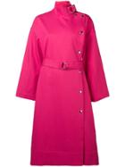 Yves Salomon Belted Twill Coat - Pink