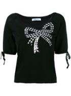 Blumarine - Sequin Embellished Shortsleeved Sweater - Women - Polyamide/viscose - 40, Black, Polyamide/viscose