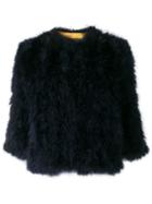 Yves Salomon Feathers Cropped Jacket - Blue