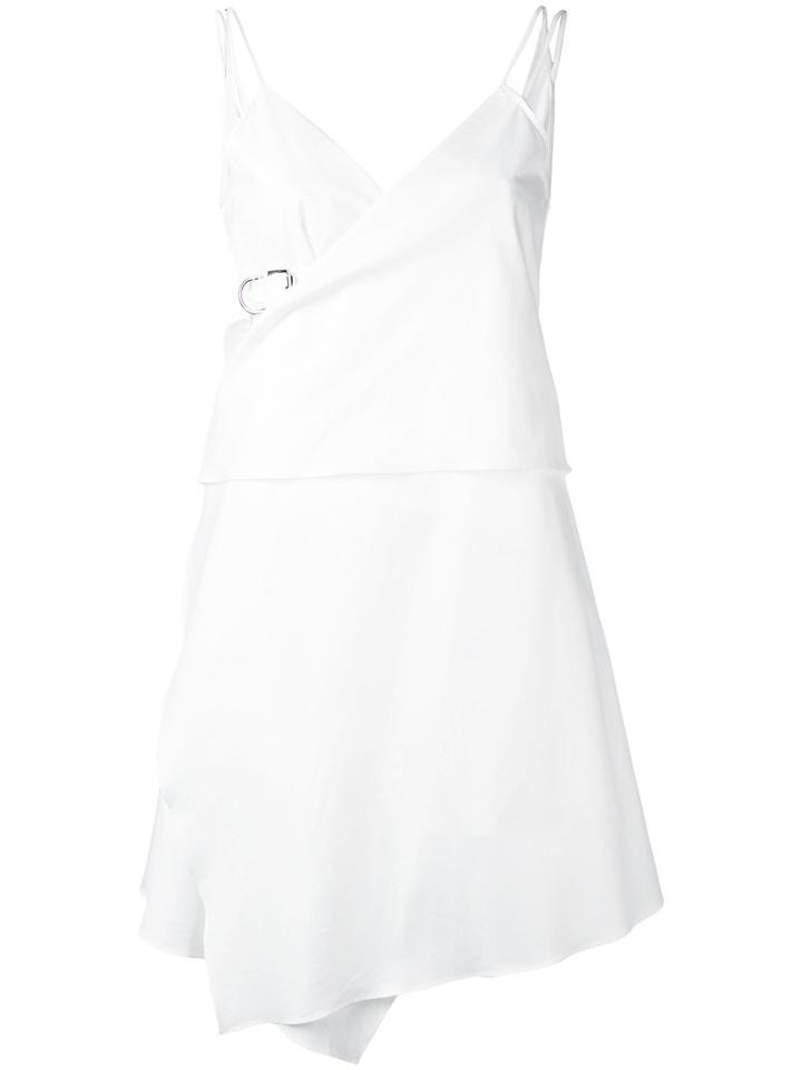Carven - Buckle Wrap Dress - Women - Silk/cotton/acetate - 42, White, Silk/cotton/acetate