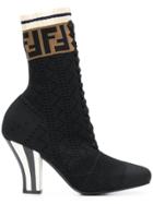 Fendi Logo Sock Boots - Black