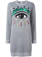Kenzo 'eye' Sweatshirt Dress, Women's, Size: Small, Grey, Acrylic/wool