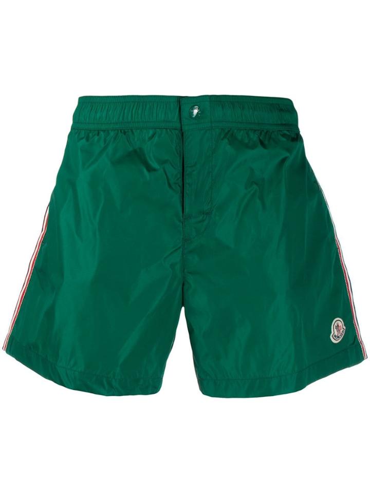 Moncler Logo Plaque Swimming Shorts - Green