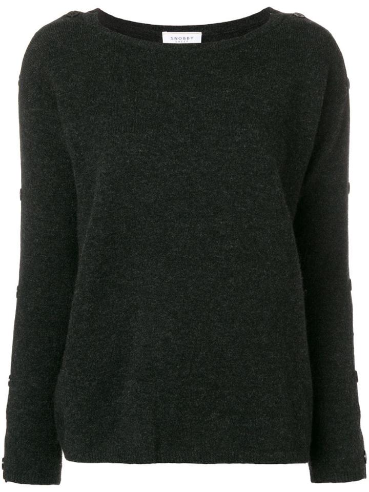 Snobby Sheep Buttoned Sleeve Sweater - Black