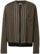 Lanvin Collarless Bomber Jacket With Embroidery - Green