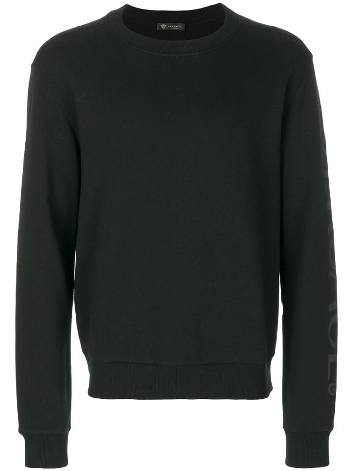 Versace Logo Sleeve Sweatshirt - Black