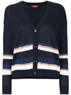 Max Mara Studio Striped V-neck Cardigan - Blue