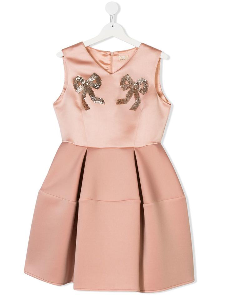 Elisabetta Franchi La Mia Bambina Teen Bow Sequinned Dress - Pink &