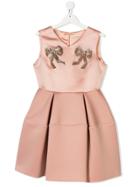 Elisabetta Franchi La Mia Bambina Teen Bow Sequinned Dress - Pink &