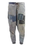 Greg Lauren Patchwork Drop Crotch Jeans, Women's, Size: 2, Blue, Cotton