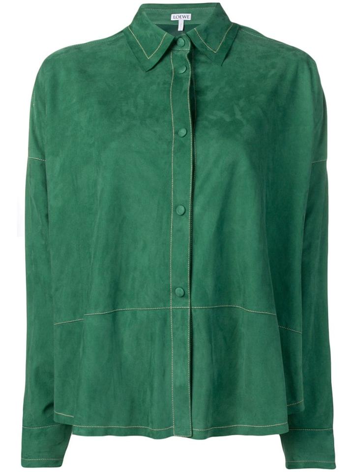 Loewe Suede Button Front Shirt - Green