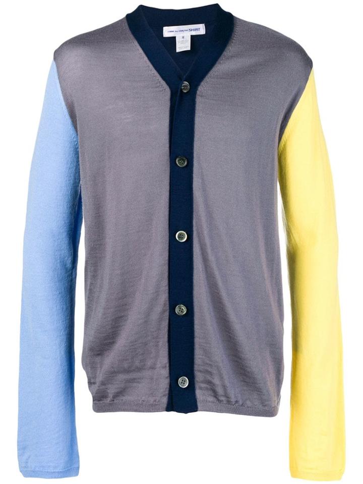 Comme Des Garçons Shirt Colour-block Fitted Cardigan - Grey