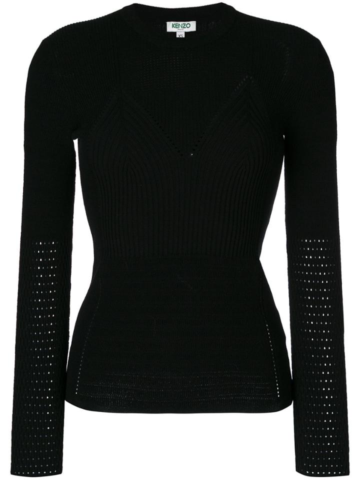Kenzo Crew Neck Fitted Sweater - Black