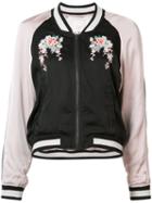 Joie Embroidered Flower Bomber Jacket, Women's, Size: Small, Black, Rayon/polyester/spandex/elastane