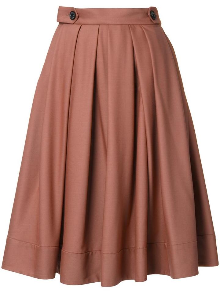 Loveless Mid-rise Pleated Skirt, Women's, Size: 36, Brown, Polyester