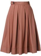 Loveless Mid-rise Pleated Skirt, Women's, Size: 36, Brown, Polyester
