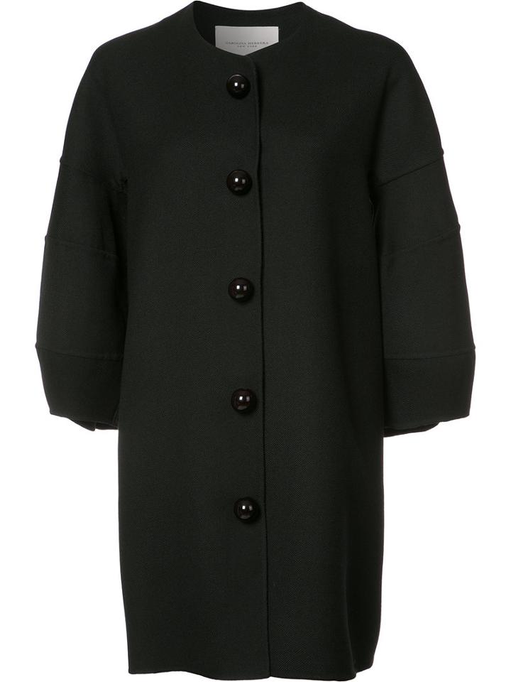 Carolina Herrera Buttoned Oversized Coat, Women's, Size: 14, Black, Angora/wool/cashgora