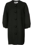 Carolina Herrera Buttoned Oversized Coat, Women's, Size: 14, Black, Angora/wool/cashgora