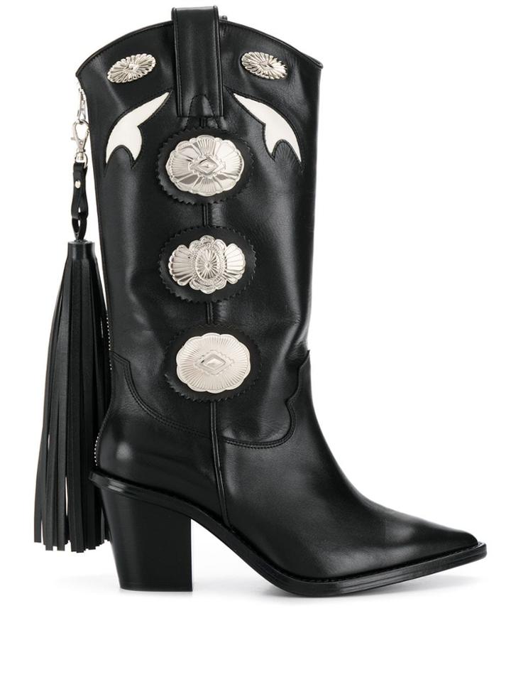Toga Pulla Tassel Detail Cowboy Boots - Black