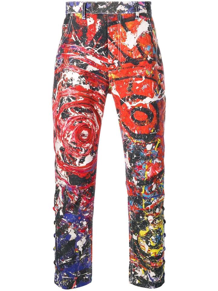 Charles Jeffrey Loverboy Abstract Painted Trousers - Blue