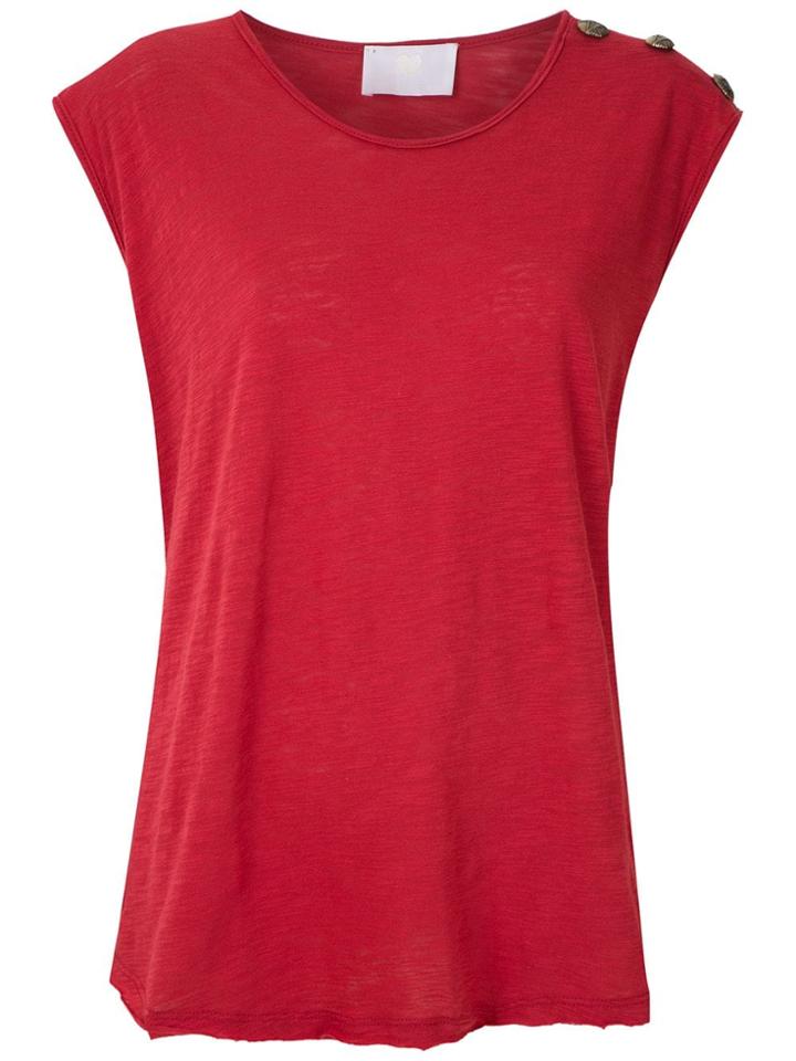 Andrea Bogosian Side Buttons Ribbed Tank - Red