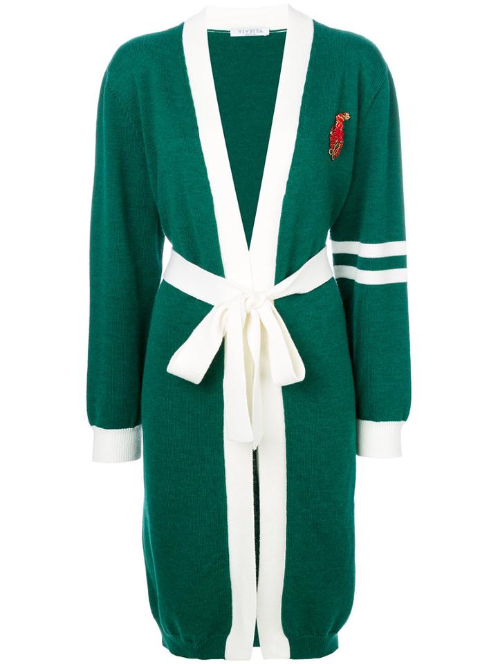 Vivetta - Sequin Embellished Cardi-coat - Women - Wool - 42, Green, Wool