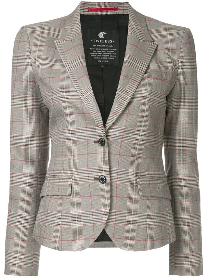 Loveless Checkered Print Blazer - Grey
