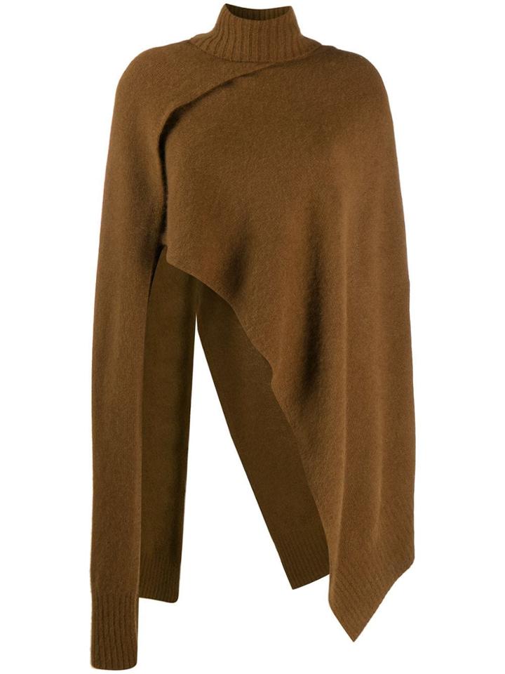 Eudon Choi Asymmetrical Wrap Jumper - Brown