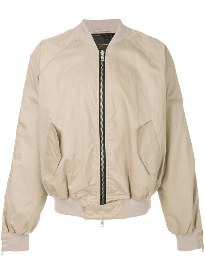 Represent Zipped Bomber Jacket - Nude & Neutrals