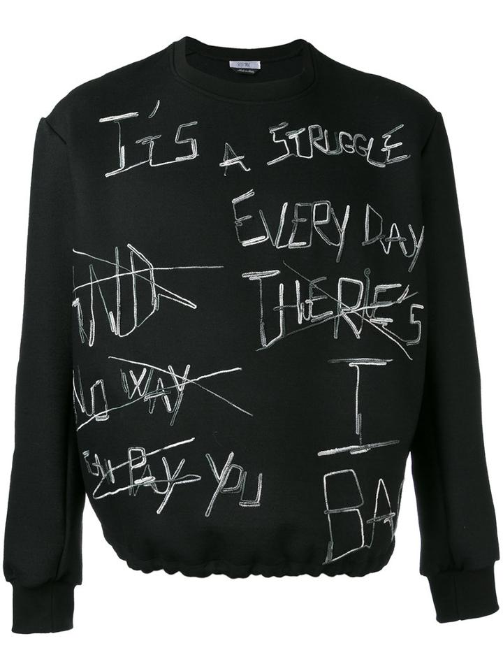 Selfmade By Gianfranco Villegas - Embroidered Sweatshirt - Men - Viscose/wool - 50, Black, Viscose/wool