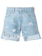 Forte Couture Distressed Denim Shorts, Women's, Size: 26, Blue, Cotton