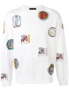 Versace Patches Print Sweatshirt, Men's, Size: Small, White, Cotton