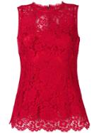 Dolce & Gabbana Sleeveless Floral Lace Top - Red