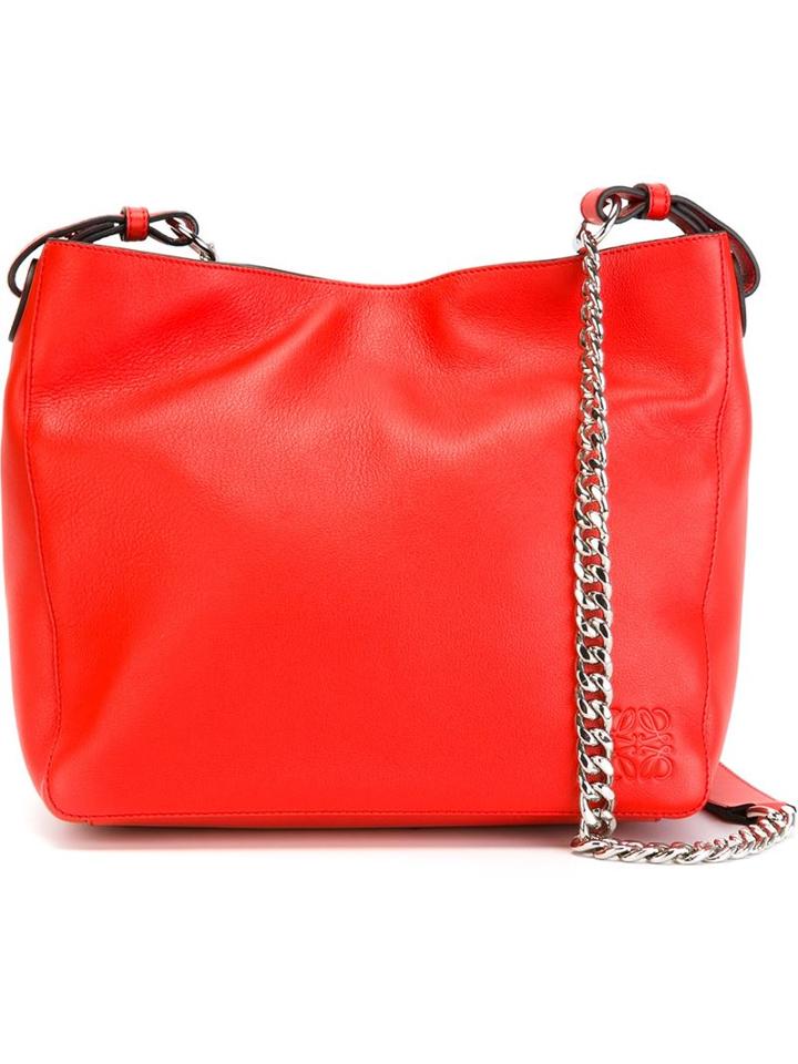 Loewe Chain Strap Shoulder Bag, Women's, Red