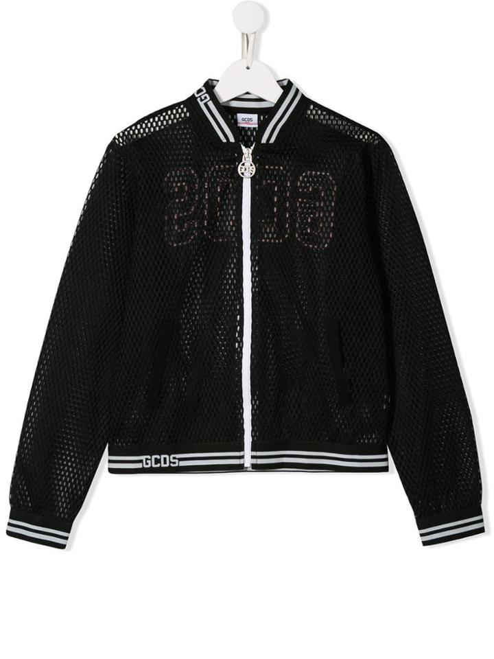 Gcds Kids Mesh Logo Patch Bomber - Black