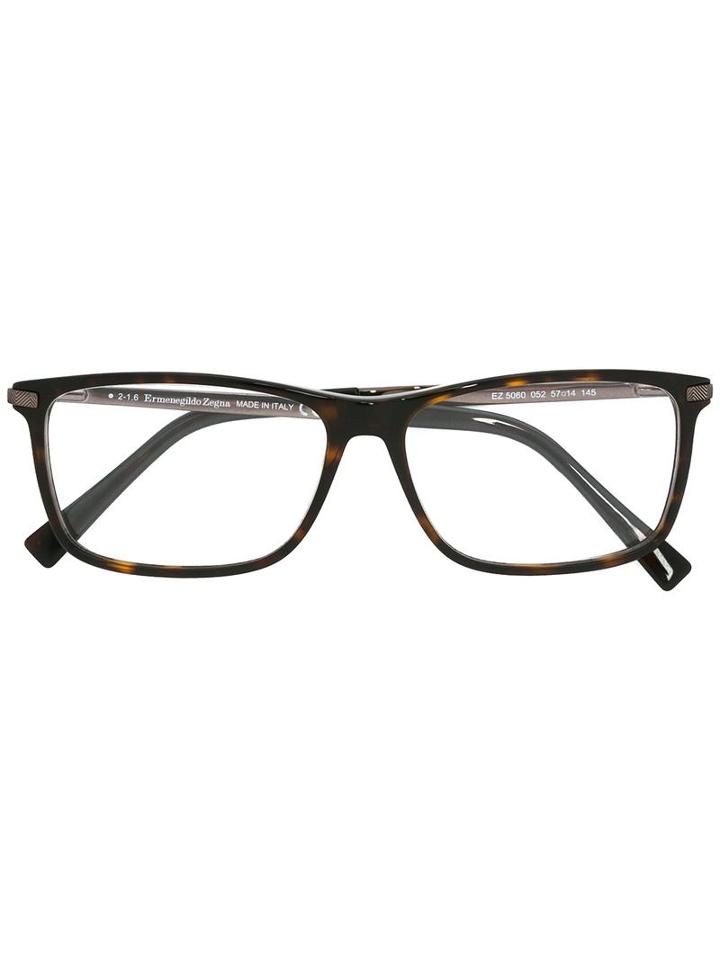 Ermenegildo Zegna Square Frame Glasses, Brown, Acetate/metal