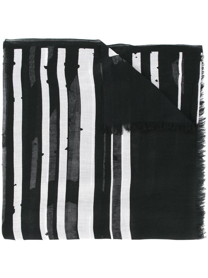 Y's Striped Scarf - Black