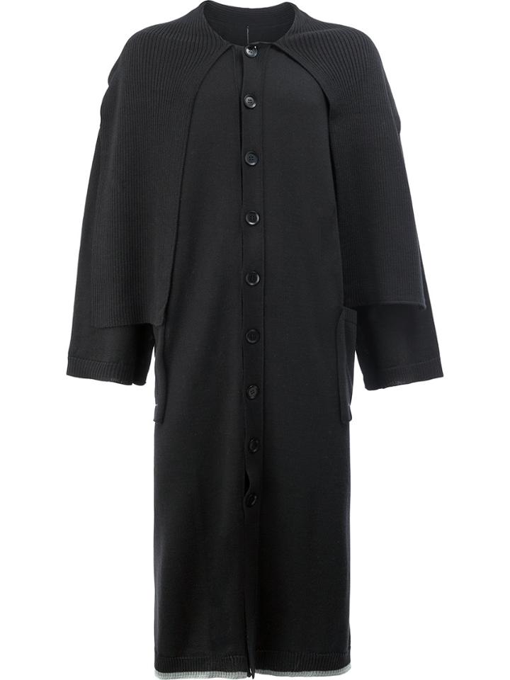 Yohji Yamamoto Single Breasted Cape Coat - Black