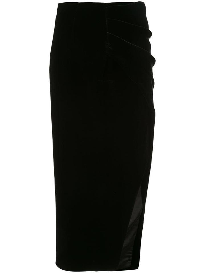 Rasario Draped Velvet Skirt - Black
