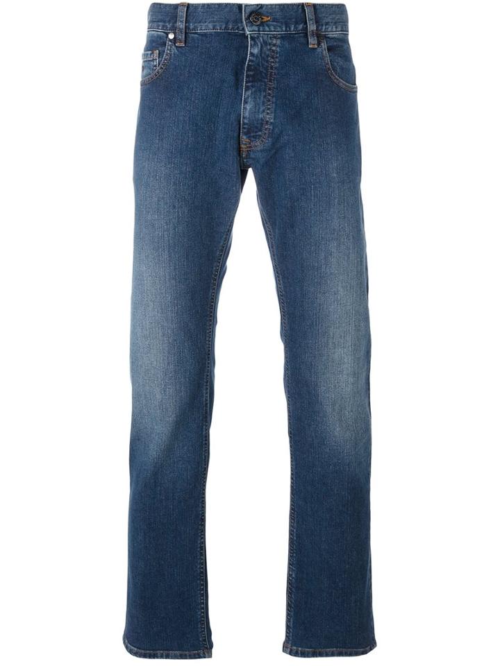 Z Zegna Stonewash Straight Leg Jeans, Men's, Size: 38, Blue, Cotton/spandex/elastane