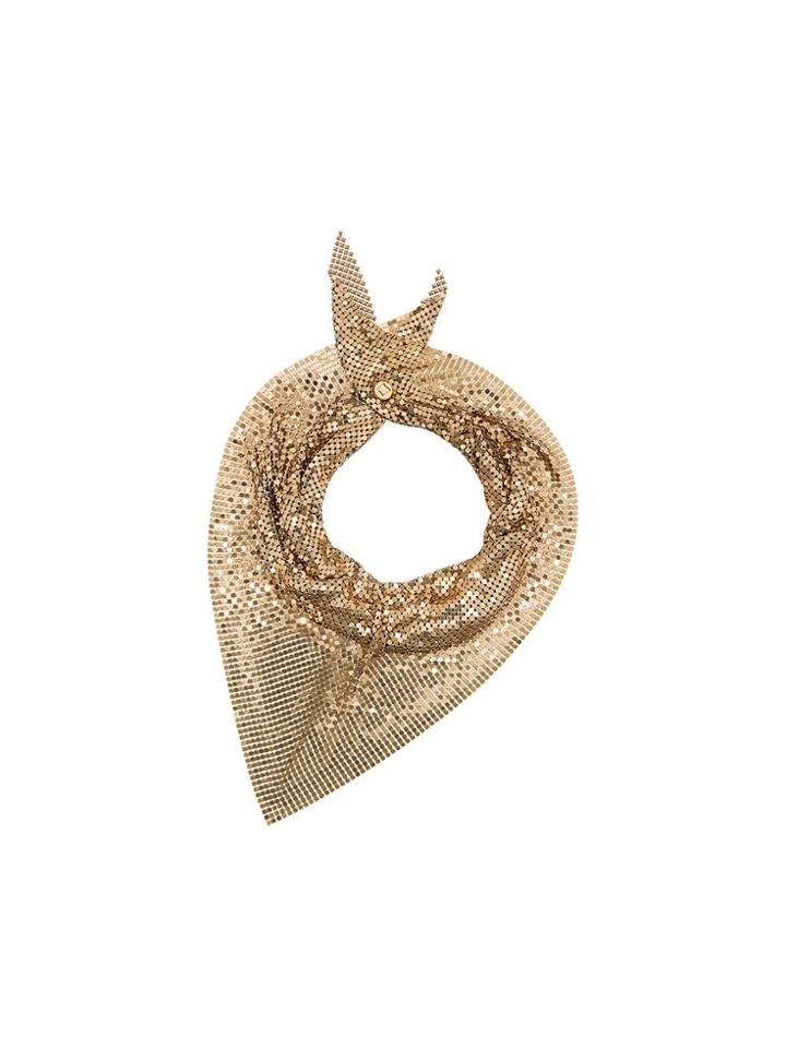Paco Rabanne Sequin Bandanna Style Scarf - Gold