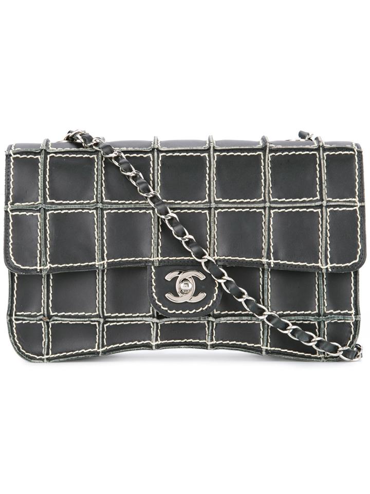 Chanel Vintage Panelled Chain Shoulder Bag - Black